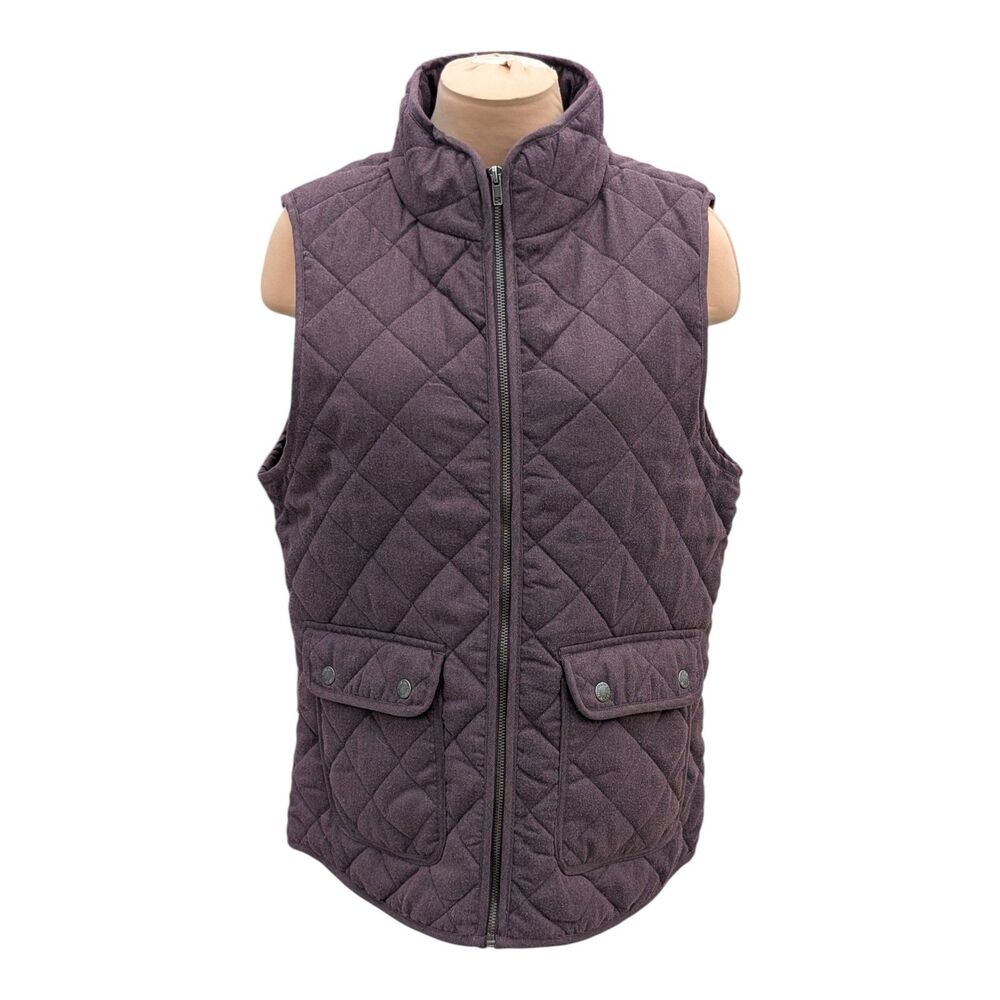 Artisan NY New York Purple Plum Diamond Quilted Vest Women's Size L Pockets Zip
